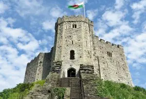 pic of the castle overlooking Cardiff Christmas market 