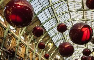 pic of decorations at a London Christmas market