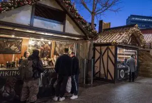 pic of the festive stalls at Nottingham Christmas market