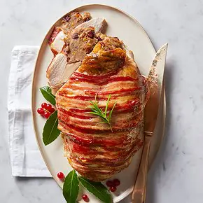 pic of a cooked turkey crown on a plate