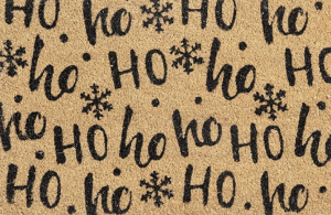 Image of a Christmas door mat with the words 'Ho ho ho'