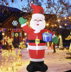 Pic of outdoor Christmas inflatables Santa in a garden